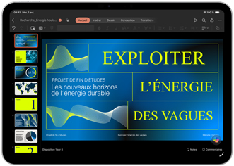App Microsoft PowerPoint affichée sur un iPad Air