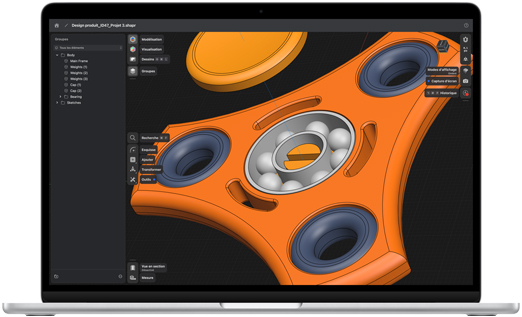 App Shapr3D affichée sur un MacBook Air