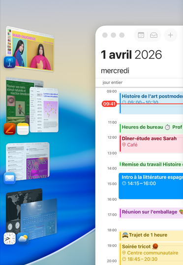 Plusieurs apps Apple, dont Keynote, Pages, Notes et Mail, regroupées sur un écran.