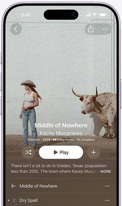 iPhone screen displaying the Kendrick Lamar album “GNX” on Apple Music