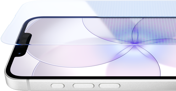 „iPhone 17e“, priekinė dalis su „Ceramic Shield 2“, šoninė dalis, baltos spalvos, mygtukai: veiksmo, garsumo