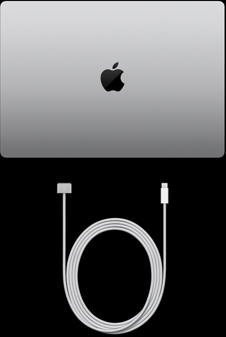 16‑calowy MacBook Pro i przewód z USB‑C na MagSafe 3