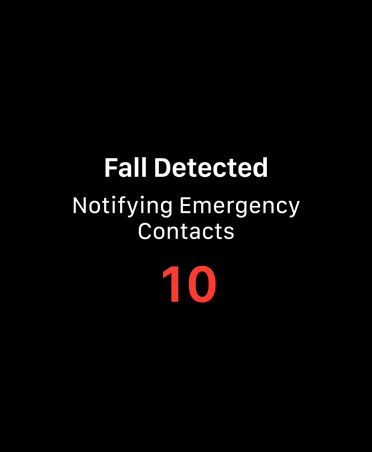 En varsling fra Fallregistrering-funksjonen sendes til brukerens nødkontakter.
