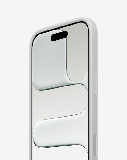 iPhone Air, fra forsiden, fra siden, tynn profil, med lysegrått bumperdeksel