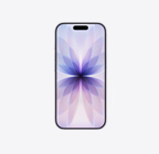 iPhone 17, fra forsiden, i fargen lavendel, Dynamic Island på midten øverst