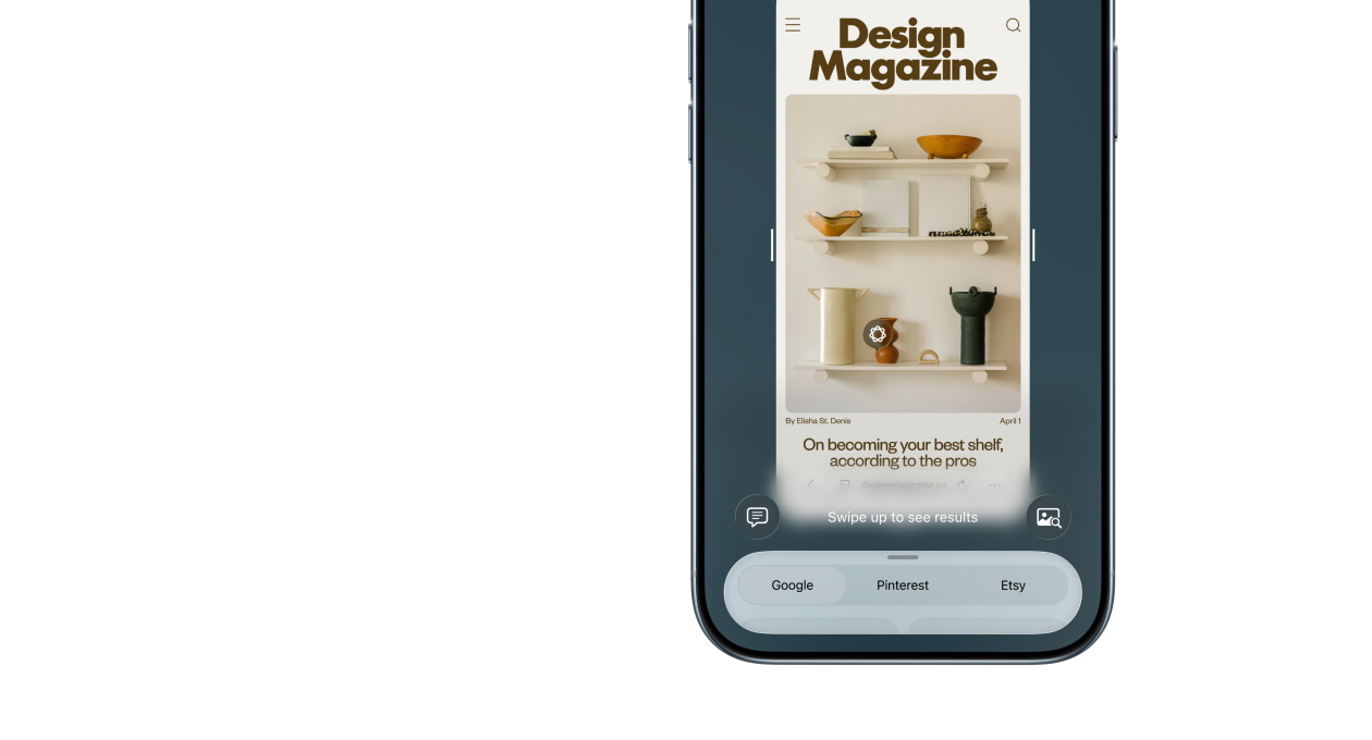iPhone Air, fra forsiden, Visuell intelligens-funksjonen i bruk, sideknapper