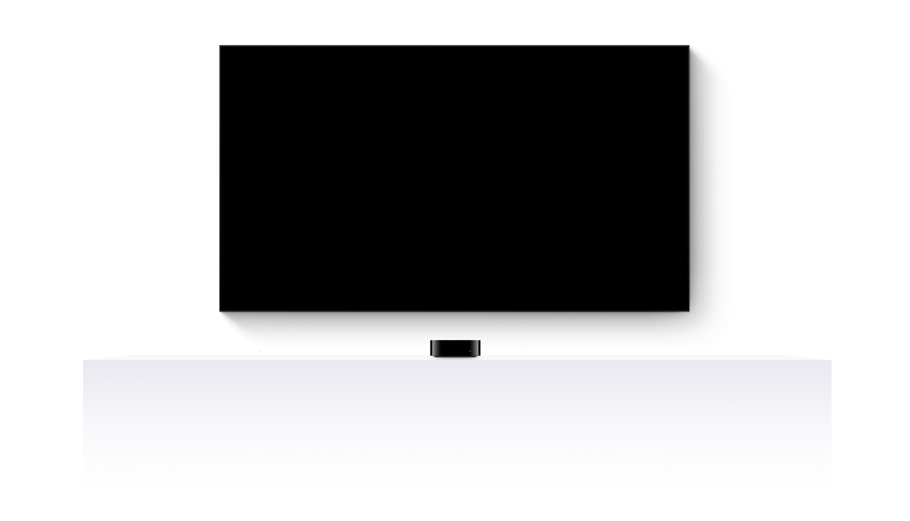 Apple TV 4k, hai HomePod, và một TV màn hình phẳng đang chiếu Thế Giới Khủng Long: Tái Sinh